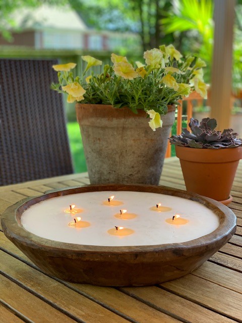 Round Wood Bowl Candle - Click Image to Close